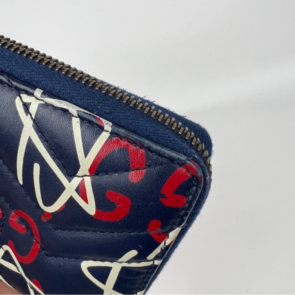 Gucci Ghost Star Graffiti Printed Leather Marmont Zippy Wallet - Picture 8 of 9